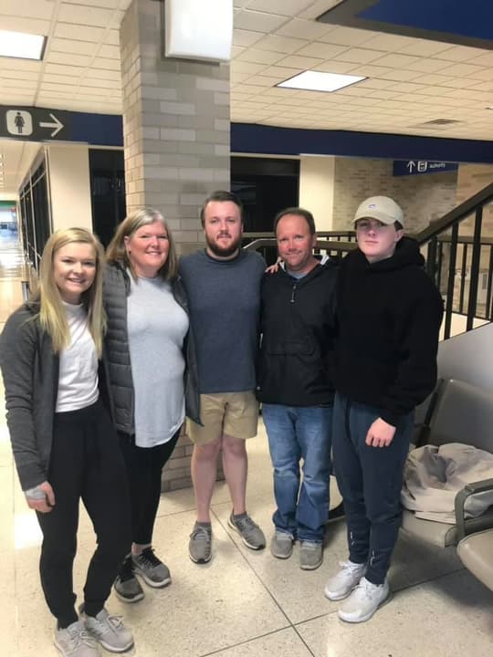 Saying goodbye to family at the Memphis airport